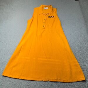Vintage Wek Dress Womens Medium Yellow A Line Polo Collar Sleeveless Mackinac